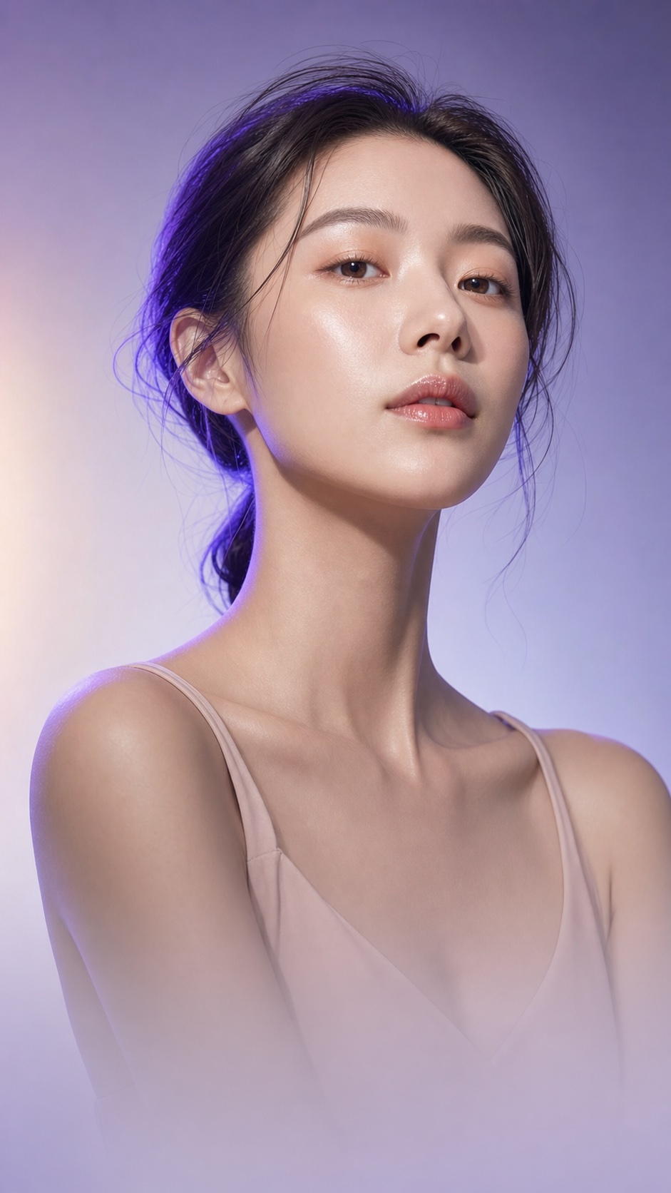 紫色光影下的人像创意示意